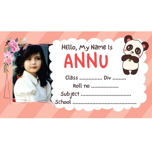 Trifirt Customized Name Slip, Label Sticker, Naming Slip with Your Kids Picture for School Book & Copy Heavy Gumming Vinyl Name Sticker for School Books (3.5x2 Inch 30 pcs)