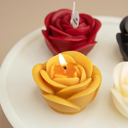 Image of Tecokart 3D Rose Flower Silicone Mold for Candle, Soap, Jelly, Chocolate, and Resin Crafts - Ideal for DIY Projects and Valentine's Day Gifts