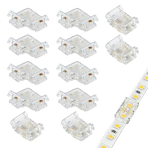 12 Pièces Connecteur LED RGB 4 Pin 10mm, Connecteur Bande LED 4 Pin 10mm avec 8 Formes L et 4 Raccords Droits, Pour Ruban RGB 12V/24V, Transparent et Sans...