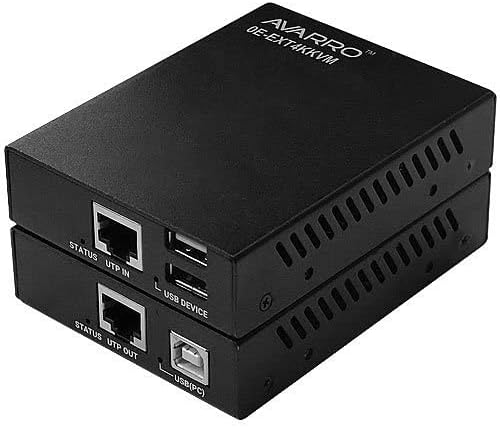 AVARRO 0E-EXT4KKVM HDMI Extender with USB 2.0; 1080P@60HZ; Bi-Directional PoC; Automatic EDID Management, Plug and Play, No Driver Needed, Black