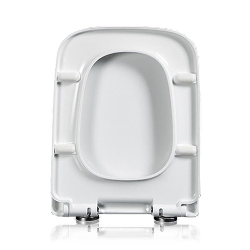 Toilet Seat Square Soft Close, 04A, 45x35.5cm, Slow and Quiet-Close Toilet Lid and Seat, No Slam, Easy Installation & Release, Safe PP Material, Easy Clean, White Plastic