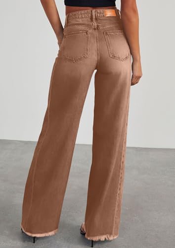Image of PRETTYGARDEN Women's Wide Leg Jeans Raw Hem Denim Pants
