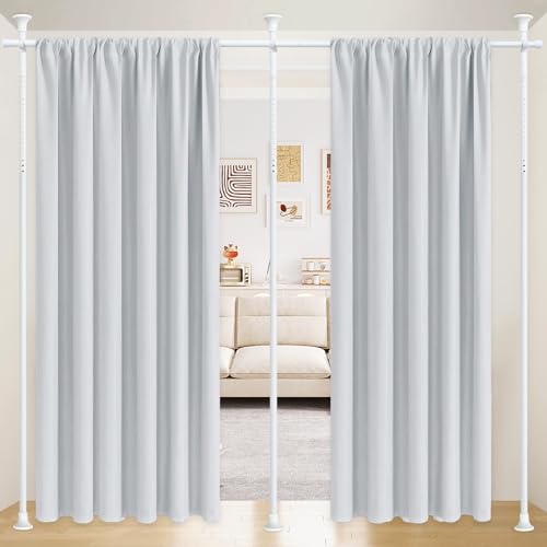 Room Divider Curtain Rod, 48-120 x 28-144" Adjustable, Heavy Duty,No-Drill