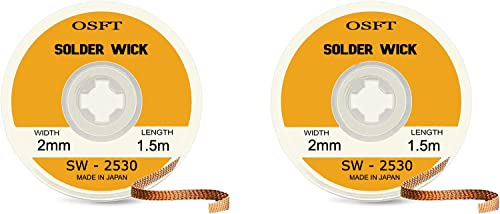 Image of Solder Wick Braid Copper Wire with Flux I Desoldering Wire I Solder Sucker I Solder Remover I Soldering Iron I Solder Braid for Circuit Board (2mm x 1.5m) Pack of 2