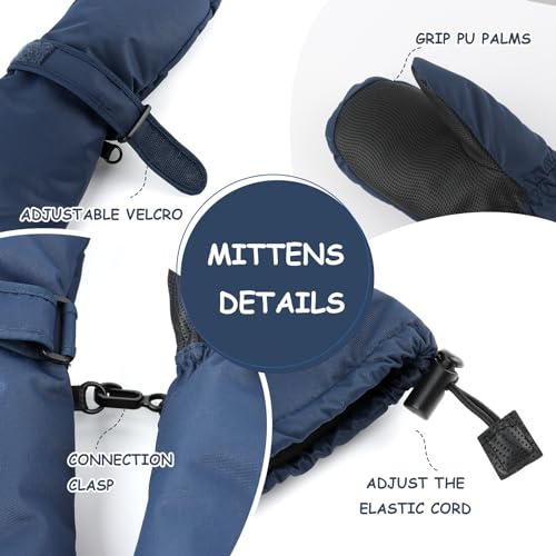 Image of Duoyeree Toddler Winter Gloves, Waterproof Fleece Lined Ski Mittens 1-6Y