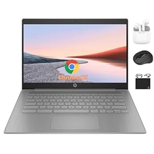HP Chromebook – Laptop insignia HD de 14 pulgadas para negocios estudiantiles, procesador Celeron N4120 de cuatro núcleos, 4 GB de RAM, almacenamiento de 192 GB (64 GB eMMC + tarjeta de 128 GB