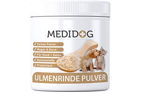 Medidog Ulmenrinde Pulver für Hunde und Katzen 150g Prebiotika, Magen, Darm, Verdauung, Ballaststoffe, Darmflora mit Kalzium, Darmsanierung. Darmaufbau nach Durchfall