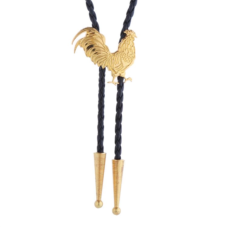 Image of Western Cowboy Bolo tie for Men Women Gold Silver Death Skull Moth Cross Bolo Tie Christmas Deer Rooster Wolf Necktie Gift