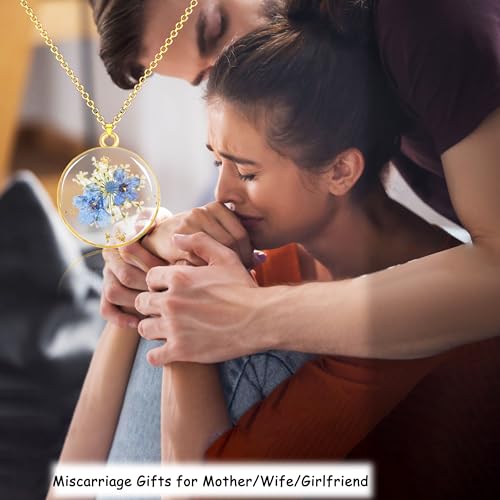 Miscarriage Gifts for Mothers, Forget Me Not Pressed Flowers Necklace, Baby Loss Grief Sympathy Gift for Women, Child Loss Memorial Gifts Jewelry4