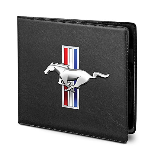 iPick Image for Ford Mustang Tri-Bar Car Auto Insurance Registration Black Document Holder Wallet - Official Licensed