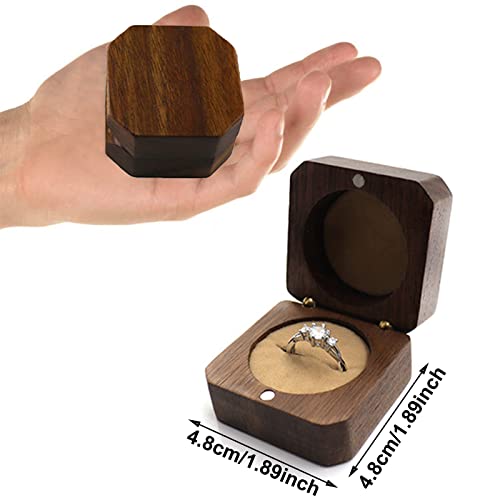 ODOOKON Scatola per Anello in Legno con Cuscino