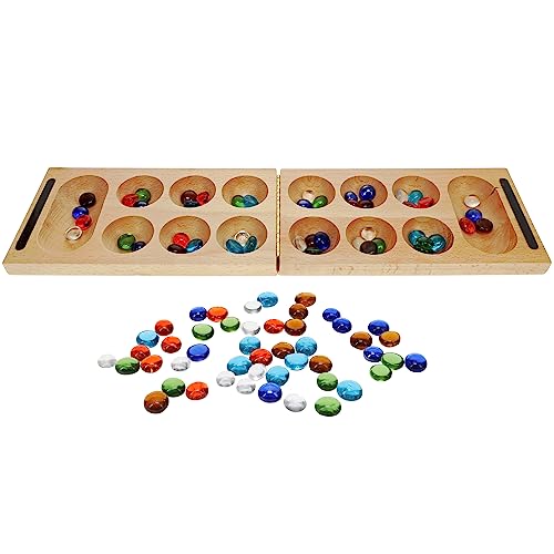 Juego de Mesa Mancala Plegable de Madera Sólida WE Games - 18 pulgadas, Juego de Viaje para Adultos miniatura 3