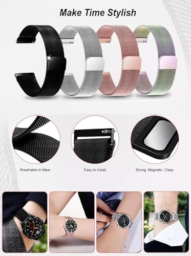 Image of YODI Stainless Steel Milanese Metal Chain Magnetic Clasp 20mm Strap Band For BoAt Watch Matrix Smart Watch only (smartwatch not included) (SILVER)