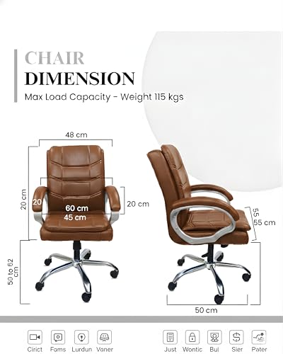 Image of activa Executive Revolving Office Chair | Ergonomic Computer Desk Chair with Cushioned Seat| Heavy Duty Steel Base, Adjustable Height & 360 Swivel Wheel| Study /Home /Offcie Visitor Chair (Star, Tan)
