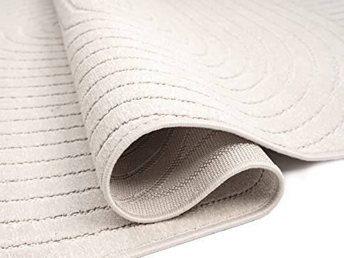 the carpet Santo Plus Outdoor Teppich – Wetterfest & Pflegeleicht, Balkon Teppich, Terrasse & Garten, Flachgewebe Indoor & Outdoor, Modern für Wohnzimmer & Schlafzimmer, Creme, 120 x 160 cm