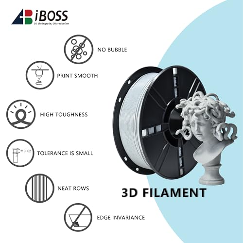 Image of iBOSS Matte PLA Plus Filament 1.75mm Marble Gray, Matte PLA PRO 3D Printer Filament 1kg, 1.75+ /-0.02mm PLA Filament Marble Fits for Most FDM 3D Printers.