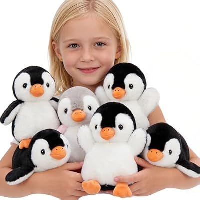 MaoGoLan 6 Pieces Penguin Plush 10 inch Stuffed Penguins in Bulk, Arctic Stuffed Animals Theme Party Favors for Girls Kids Easter Decorations Gift Basket Stuffers