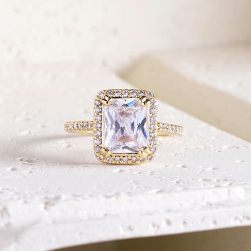 KEAO BROOKE 3 Carat Princess-Cut Halo Engagement Ring with Pavé Accent Stones, Classic Cushion Halo Setting, Elegant Bridal Jewelry2