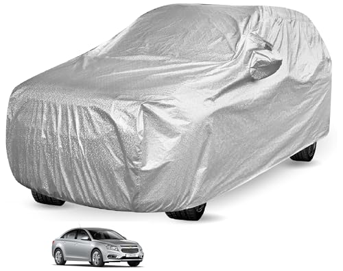 Image of Auto Hub Waterproof Car Cover Compatible with Chevrolet Cruze with Mirror Pocket, Soft Cotton Lining, Waterproof Cruze Car Cover- Metallic Silver