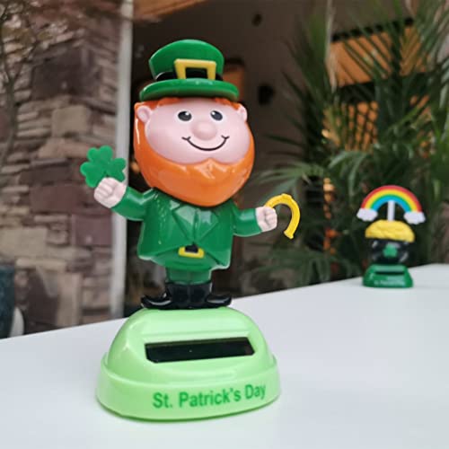 image for ElodieAu 2PCS Car Solar Bobble Head Toy, St. Patrick's Day Leprechaun 