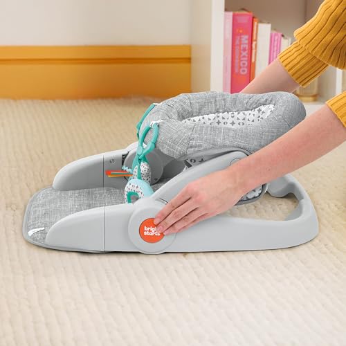 Image of Bright Starts Learn-to-Sit Baby Floor Seat, 2-Positions Grow with Infant, Portable Baby Chair, Includes Sensory Toys, Unisex, 4-12 Months, Gray