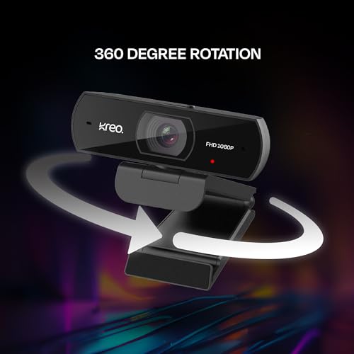 Kreo Owl Full HD 1080P 60 FPS Webcam with Auto-Focus and Built-in Dual Digital Mic, Plug and Play Setup for Video Call, Streaming, YouTube and More, Built-in Privacy Shutter with 360 Rotation 7 41WhWYsAIkL