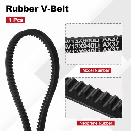 Image of AX37 Belt, Raw Edge Cogged Industrial Rubber EPDM V-Belt, Pack of 1 | 1 /2 inch(13mm) Width x 37 inch(940mm) Inside Circumference x 5 /16 inch(8mm) Height