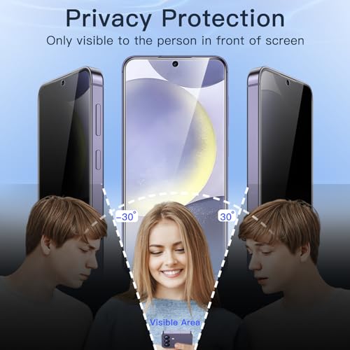 Image of JETech Privacy Tempered Glass Screen Protector Guard for Samsung Galaxy S24+ / S24 Plus 5G with Camera Lens Protector, Anti-Spy, Fingerprint ID Compatible, 2-Pack Each
