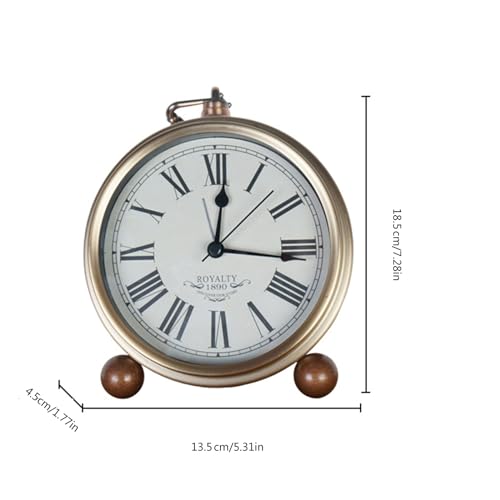 Image of Quiet Table Clock with Easily to Read Roman Numeral Suitable for Bedroom Office Workshop Metal Frame Clock