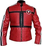 Litswear Red Geniune Leather Kid Kobra Jacket - Haloween Celebrity Cosplay Costume Real Leather Jacket For Men