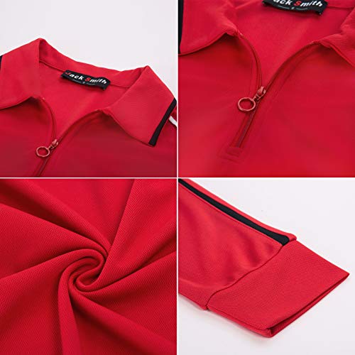 Golf Women's Lightweight Long Sleeve Zip Polo(S, Red)