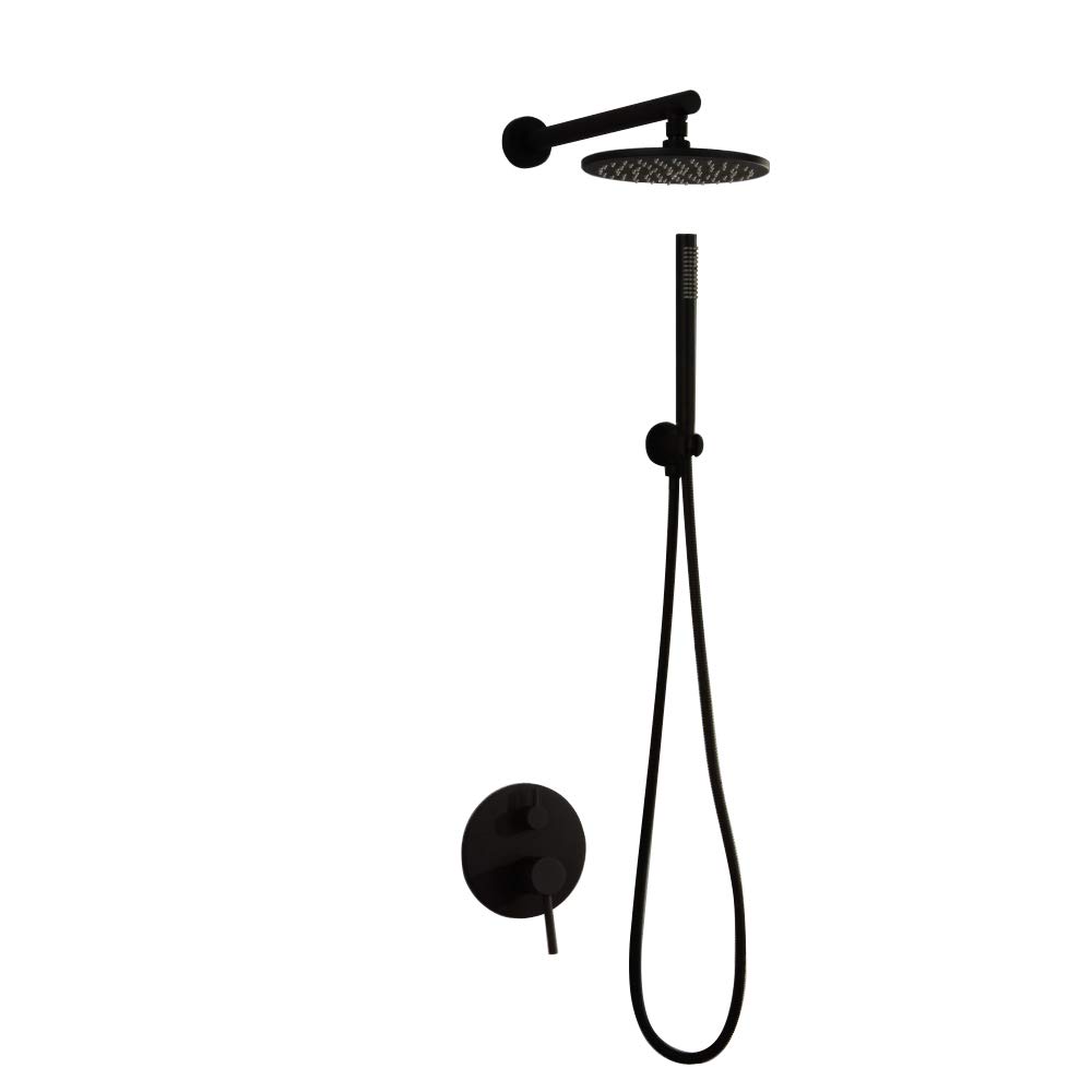 DFGHNBVC Black Shower Faucet,Wall Mounted Bathroom Shower Rainfall Shower Systems Set Mixer Tap Bathtub Faucet Bath Mixer,8Inches