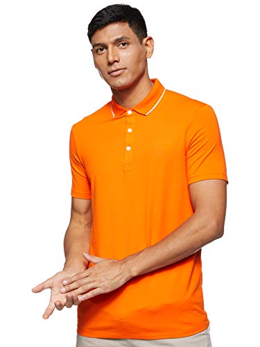 A|X Armani Exchange Men's Short Sleeve Jersey Knit Polo, Flame, Small