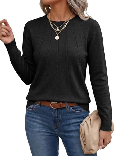 Image of SHEWIN Womens Sweaters 2026 Casual Crewneck Long Sleeve Lightweight Knit Pullover Sweater Tops Fall Clothes