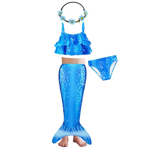 Image of Girls Bathing Suit 3PCS Cute Ruffle Tankini Swimsuits with Skirt Kids Beach Swimwear 3-12Y