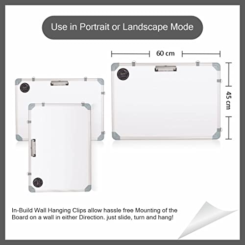 Image of Eduway Non-Magnetic Dry Erase 1.5x2 Feet White Board with Stand | Standing Whiteboard | Table Top with Paper Clip for Study, Memo, to Do List, with 1 Marker Pen, 1 Duster, (40x60 Cms).