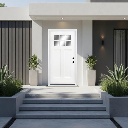 White Fiberglass Entry Door