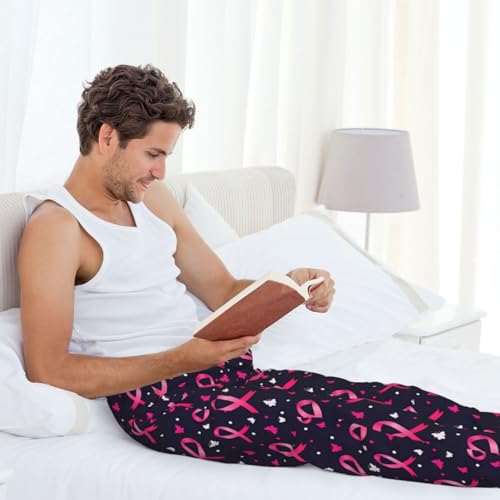 Breast Cancer Awareness Ribbon Men's Pajama Pants Drawstring Pajama Bottoms Comfy Sleepwear Lounge Pant With Pockets4