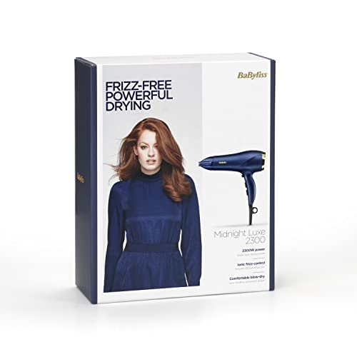 BaByliss Midnight Luxe Hair Dryer - Powerful 2300W Blow Dryer, Ionic Frizz-Control, Fast Drying, Professional and Lightweight, 3 Heat & 2 Speed Settings, 5781U - Image 10