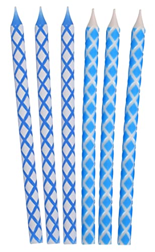 image for Hanukkah Candles Standard Size - Diamond Etched Blue & White Canukah C