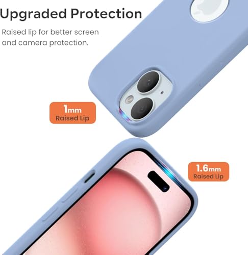 Image of VONZEE Microfiber Logo Cut Compatible for iPhone 15 Plus Case Liquid Silicone Cases Non-Slip Full Body 4 Layer Protectives Shockproof Back with High Raised Camera Lips (6.7 inch, Official Blue)
