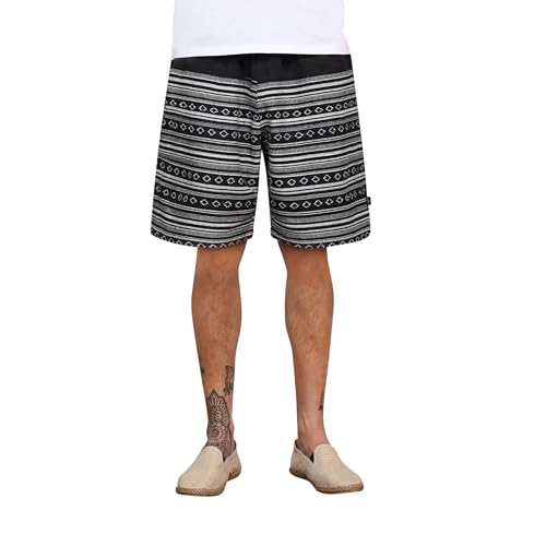 virblatt - Bermudas Hombre Algodón | Algodón | Pantalones Cortos Hombre Verano Ligeros Pantalones Largos Bermudas Harem Etnicos Hippie, Color blanco., L/XL