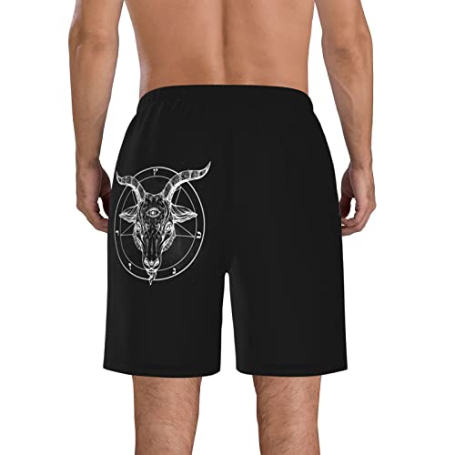 Pentagram with Demon Baphomet Satanic Goat Men's Beach Shorts Board Trunks Classic Bathing Suits Quick Dry Boxer Briefs3