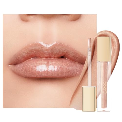 Oulac Brillo Labios Purpurina - Barra de Labios Líquida con Purpurina, Brillo de Labios Hidratante Transparente para Labios Secos | Enriquecido con Aceite Esencial Rosa, 4,5ml, Angelic (C17)