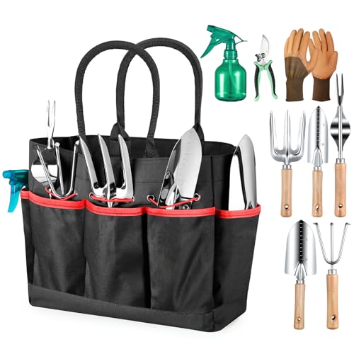 Grenebo Garden Tools 9-Piece Heavy Duty Gardening Hand Tools with Fashion and Durable Garden Tools...