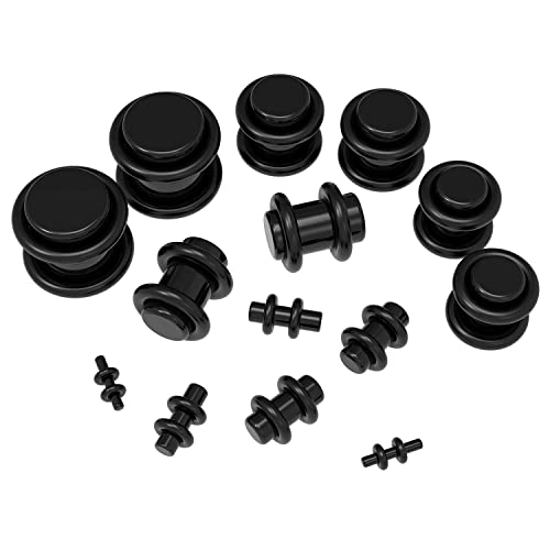 S-Mechanic 68 Stück Ohr-Stretching-Kit, 14G-00G Messgeräte Expander Kit Acrylkegel, Silikontunnel, Spiralkegel Piercing Schmuckset (Schwarz)