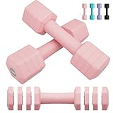 Adjustable Dumbbells Set, 4 in 1 Hand Weights Set for Women Men 10 LB Dumbbells Pair Each 2lbs 3lbs 4lbs 5lbs Weights Dumbbells Set with TPU Soft Rubber Handle for Home Gym Exercise Fitness - Pink