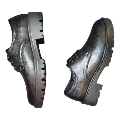 Men's Genuine Leather Shoes, Anti-Slip Lightweight Rubber Sole Lace-Up Formal Shoes for Work, Dating, Outdoor