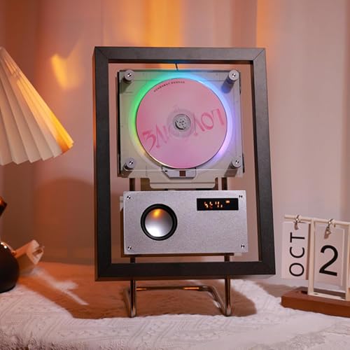 Reproductor de CD con mando a distancia y altavoces, montaje en pared, Bluetooth 5.1 bidireccional, compatible con FM/USB/AUX para el hogar, galería, decoración de oficina