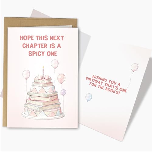 RYYike Funny Spicy Birthday Card for Book Lover, Spicy Bookish Birthday Card for Men Women, Reader Bday Cards Gift, Hope This Next Chapter Is A Spicy One